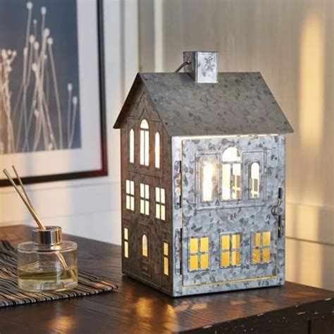 metal candle house|Amazon.com: Galvanized House Candle Holder.